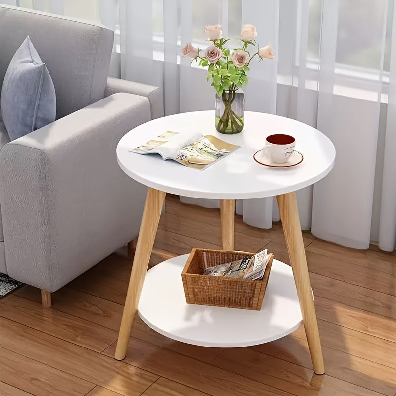 Minimalist White Side Table Minimalist Two-Tier Round Side Table