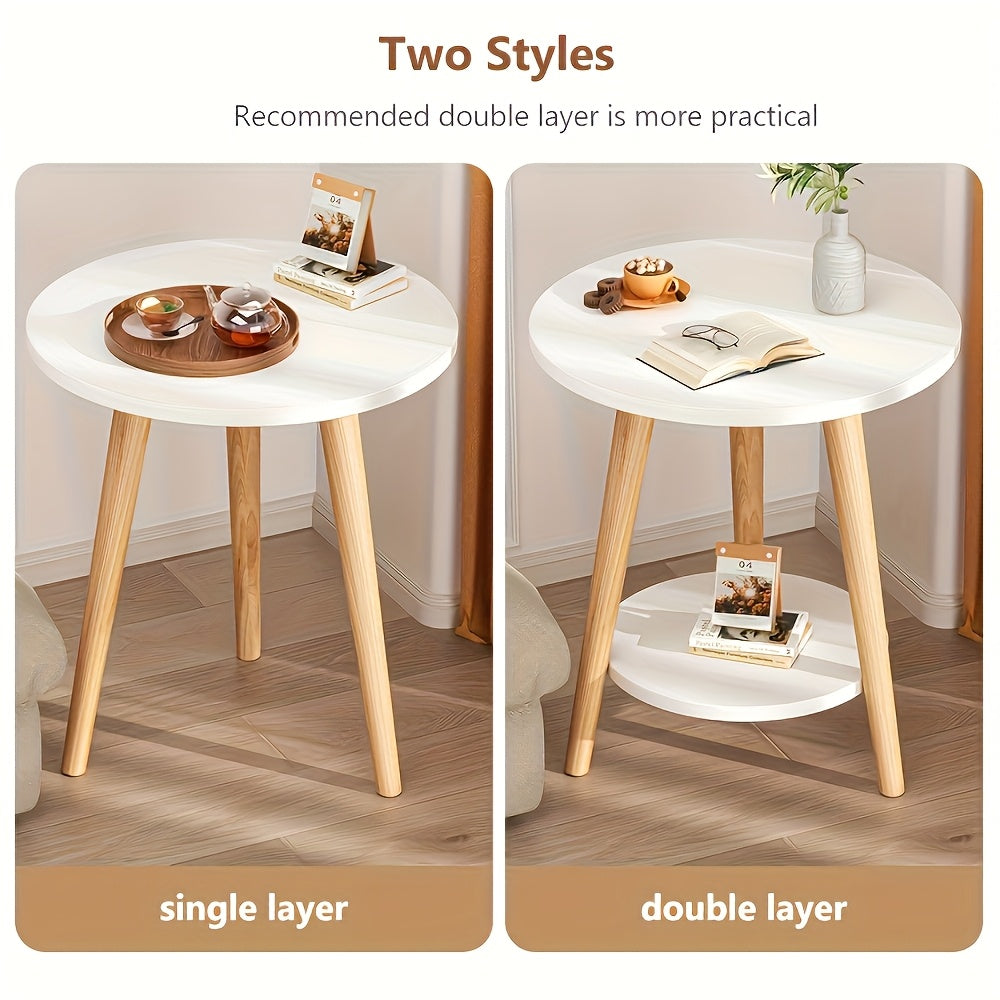 Minimalist White Side Table Minimalist Two-Tier Round Side Table
