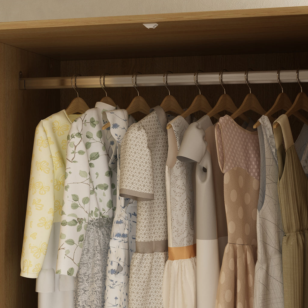 70.9'' Tall Wardrobe Armoire Closet With Rattan Doors, 2 Drawers And Storage Shelves, Wooden Clothes Storage Cabinet With Hanging Rod, For Bedroom, Large Storage Capacity, Stylish Design, Light Brown