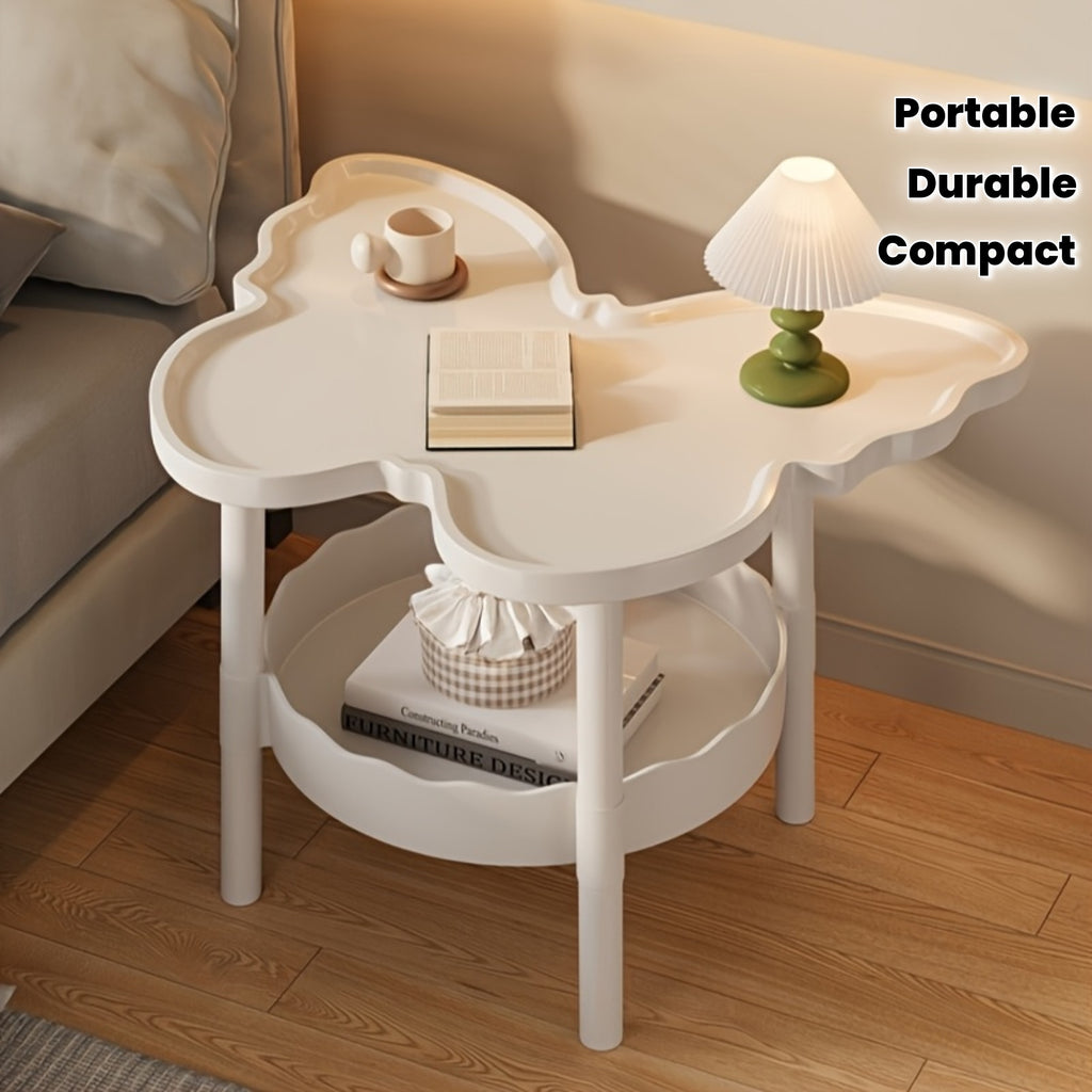 Modern Butterfly Side Table - Elegant White Coffee Table with Double-Layer Storage Shelf