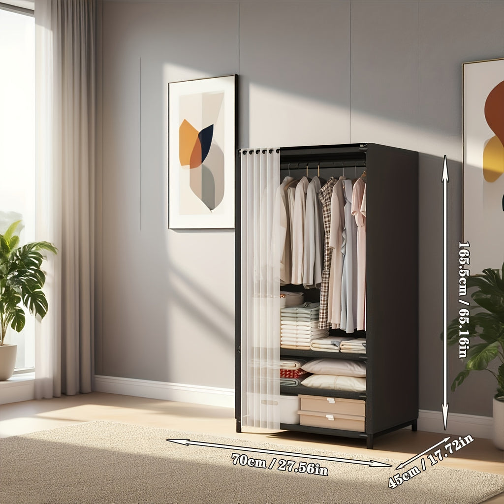 Bedroom Wardrobe, High Quality Foldable And Detachable Metal Wardrobe with Anti-Oxidation And Anti-Rust CoatingSuitable for Bedroom Storage, Bedroom Organization, Wardrobe Storage And Organization, Portable Wardrobe Closet