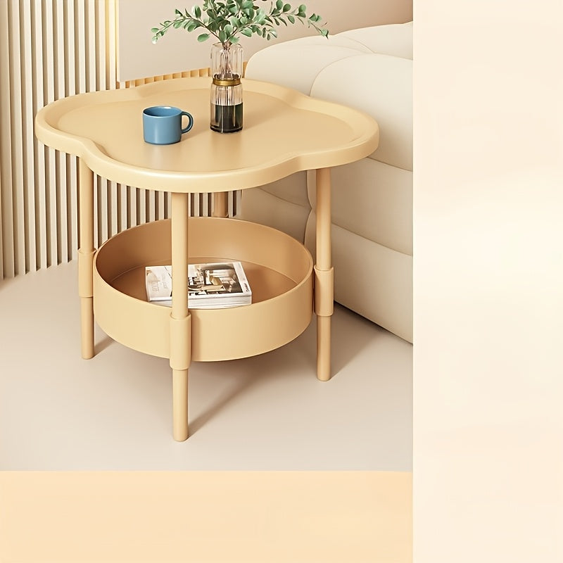 2-Tier Modern White Nightstand with Storage Rack - Space-Saving Design