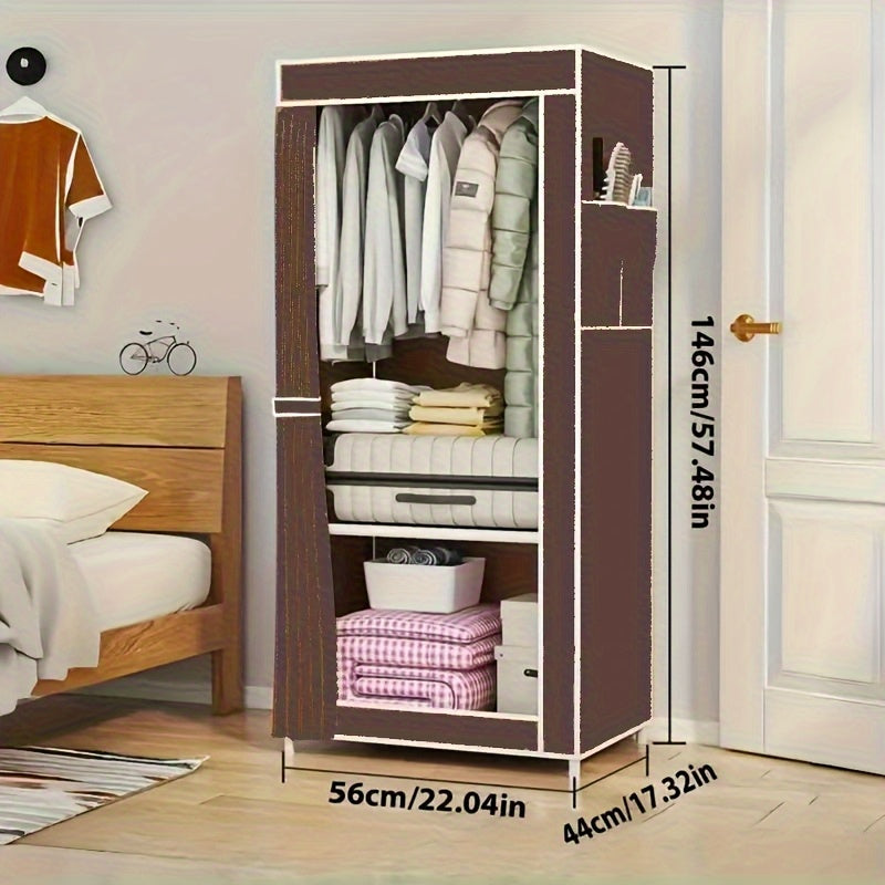 1pc Easy Assembly Freestanding Wardrobe with Hanging Rails - Durable Non-Woven Fabric, Metal Frame, 27\