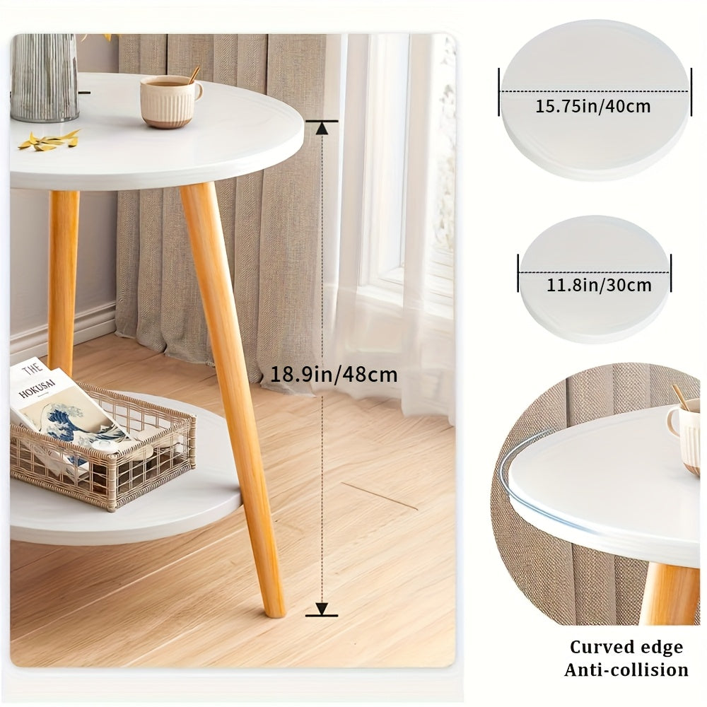 Minimalist White Side Table Minimalist Two-Tier Round Side Table