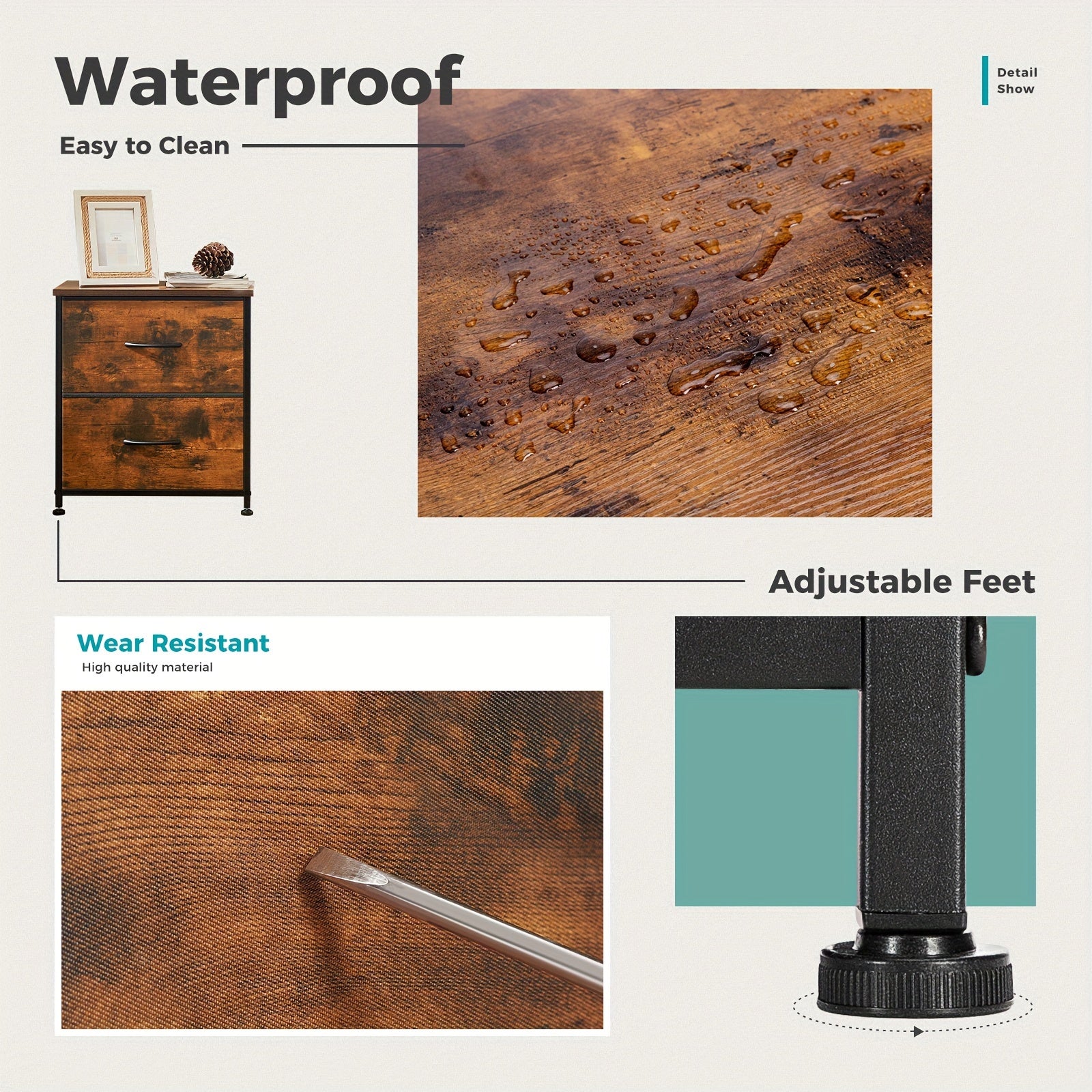 Nightstand Set Of 2, Dresser For Bedroom With 2 Drawer, Small Dresser Beside Tables