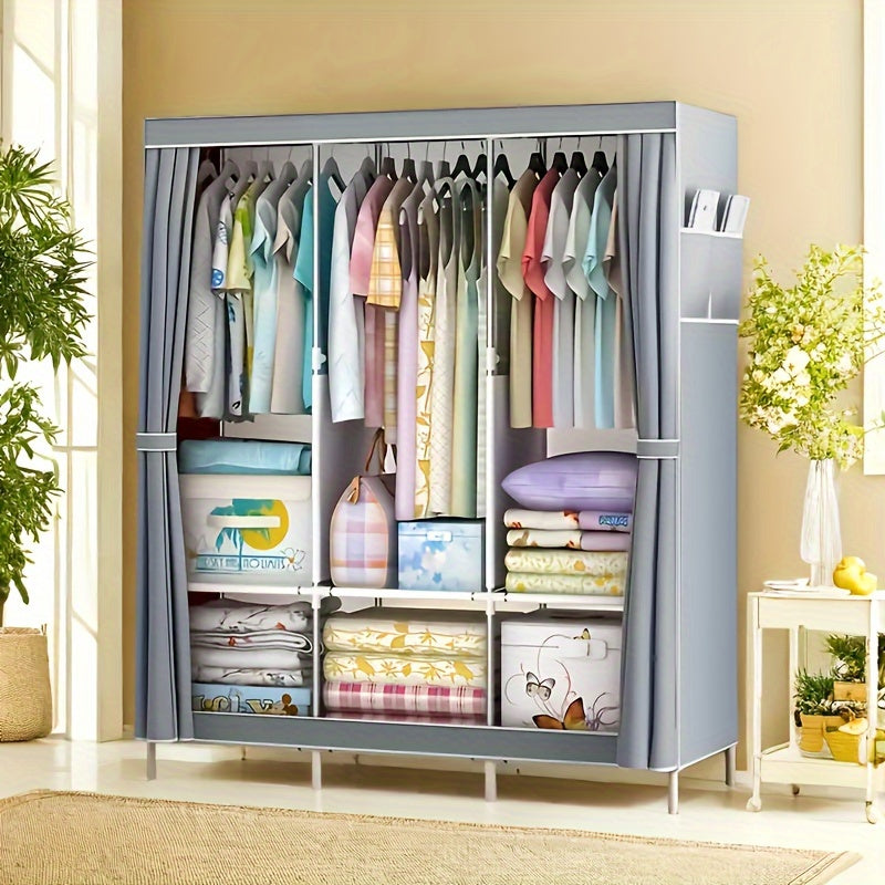 Modern Metal Wardrobe Closet with Transparent Doors & Shelves - Easy Assembly, Dustproof Storage Organizer for Bedroom, Dorm, Entryway, Living Room - 3.2+ Cubic Feet Capacity, 27\