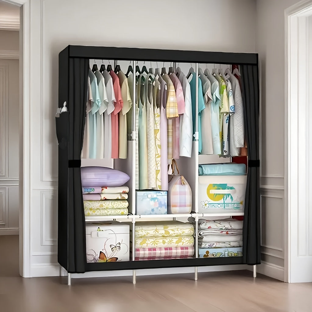 Modern Metal Wardrobe Closet with Transparent Doors & Shelves - Easy Assembly, Dustproof Storage Organizer for Bedroom, Dorm, Entryway, Living Room - 3.2+ Cubic Feet Capacity, 27\