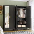 70.86in High Mirror Door Wardrobe With Adjustable Shelves And Hanging Clothes Storage Cabinets, Suitable For Bedrooms, Laundry Rooms, And Lobbies