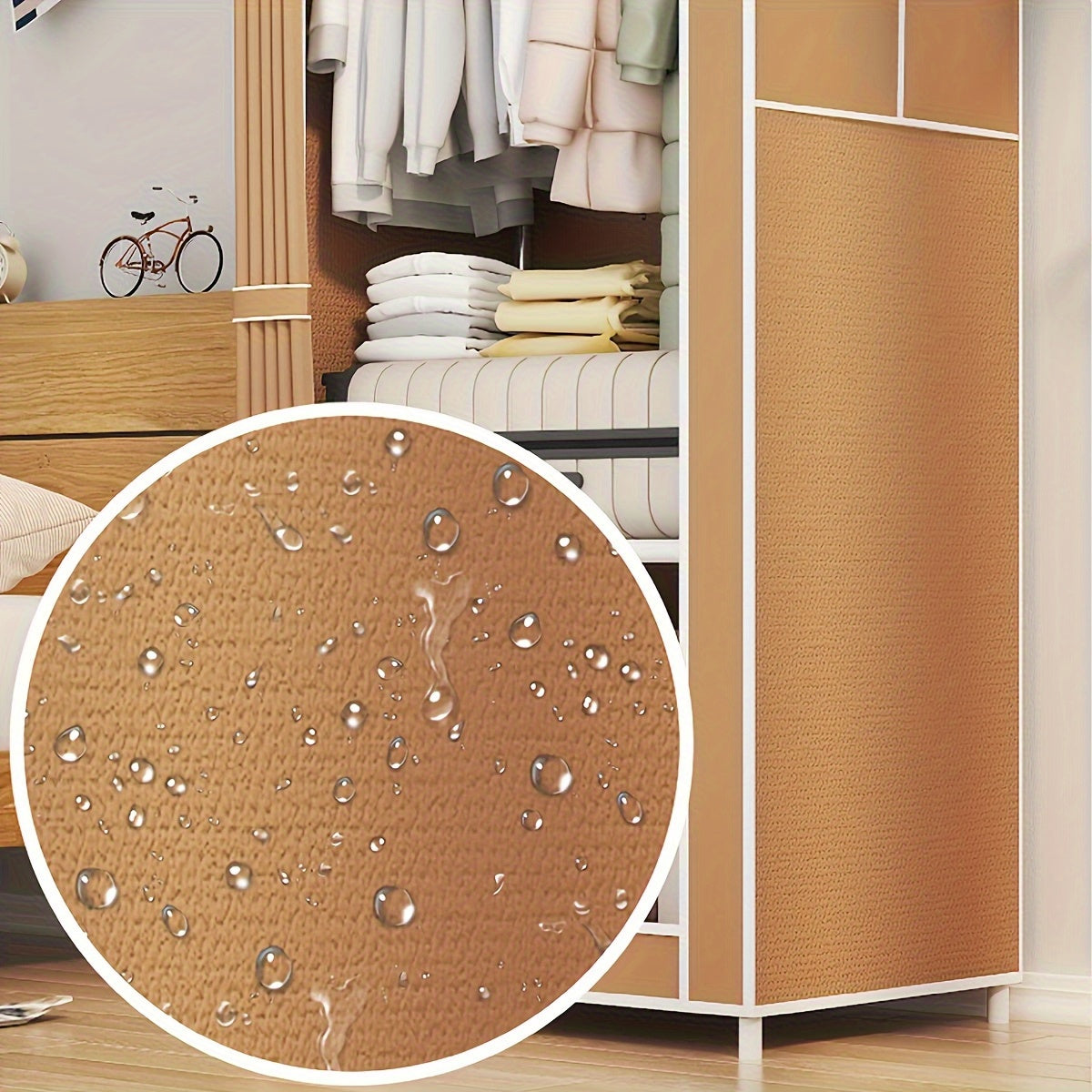 1pc Easy Assembly Freestanding Wardrobe with Hanging Rails - Durable Non-Woven Fabric, Metal Frame, 27\