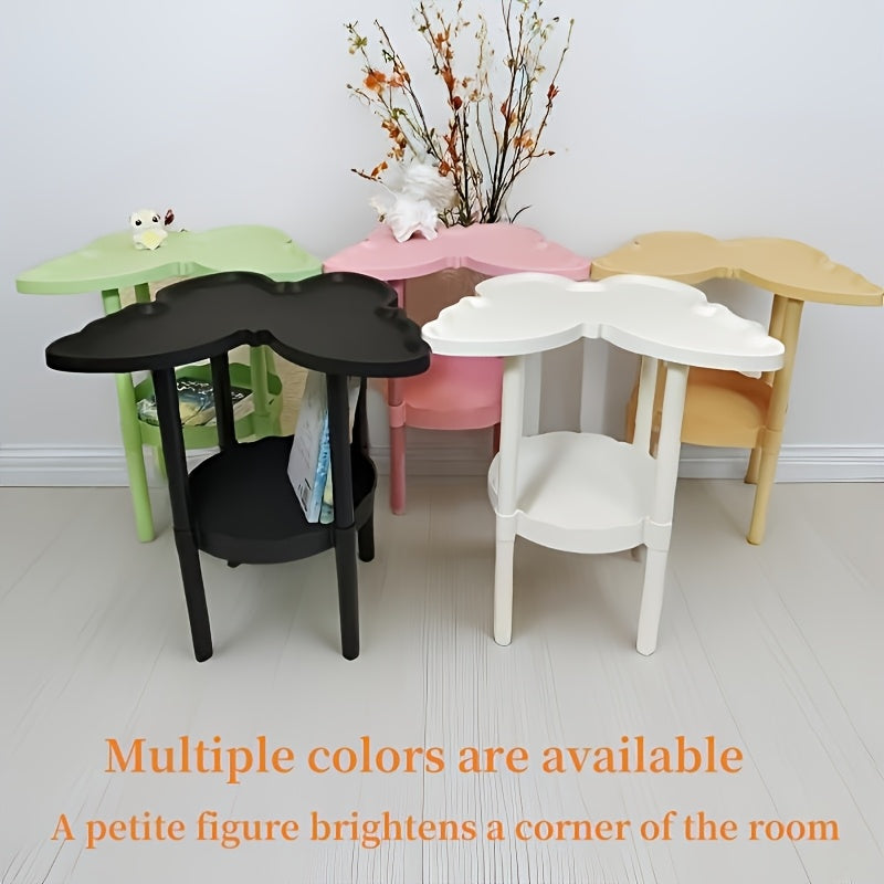 Modern Butterfly Side Table - Elegant White Coffee Table with Double-Layer Storage Shelf