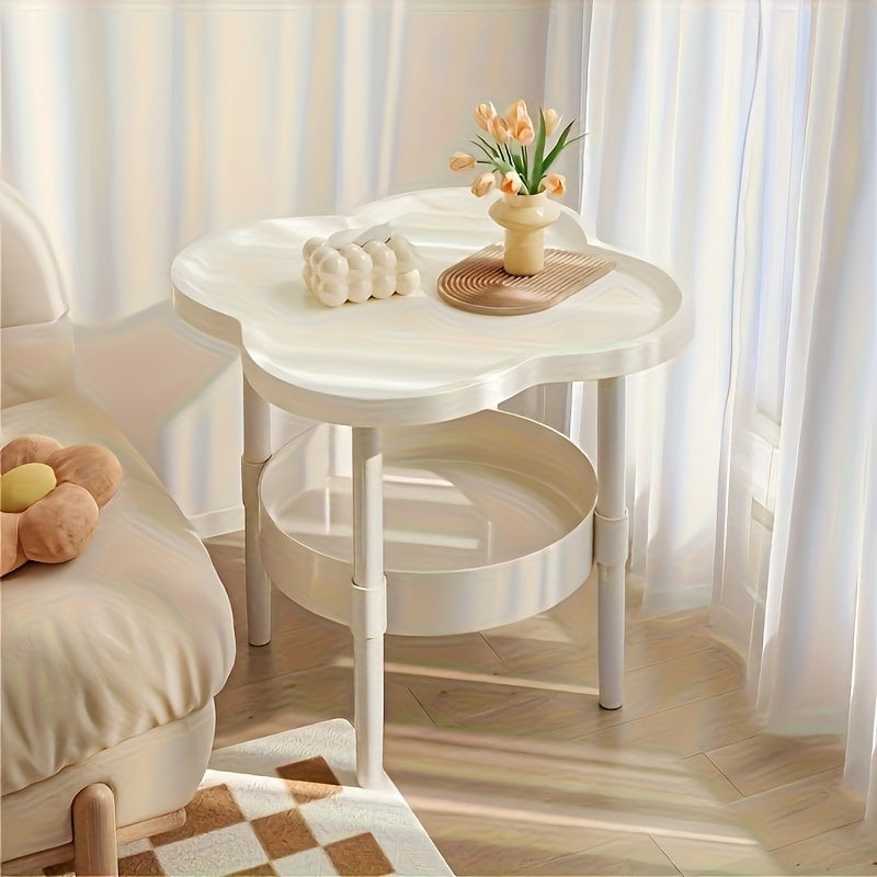 2-Tier Modern White Nightstand with Storage Rack - Space-Saving Design