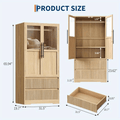 Bedroom Armoire Wardrobe Closet, Wardrobe Armoire Cabinet with Doors and 2 Drawers, Freestanding Armoire with ShelvesHanging Rod for Bedroom, Living Room, Clothes, Natural