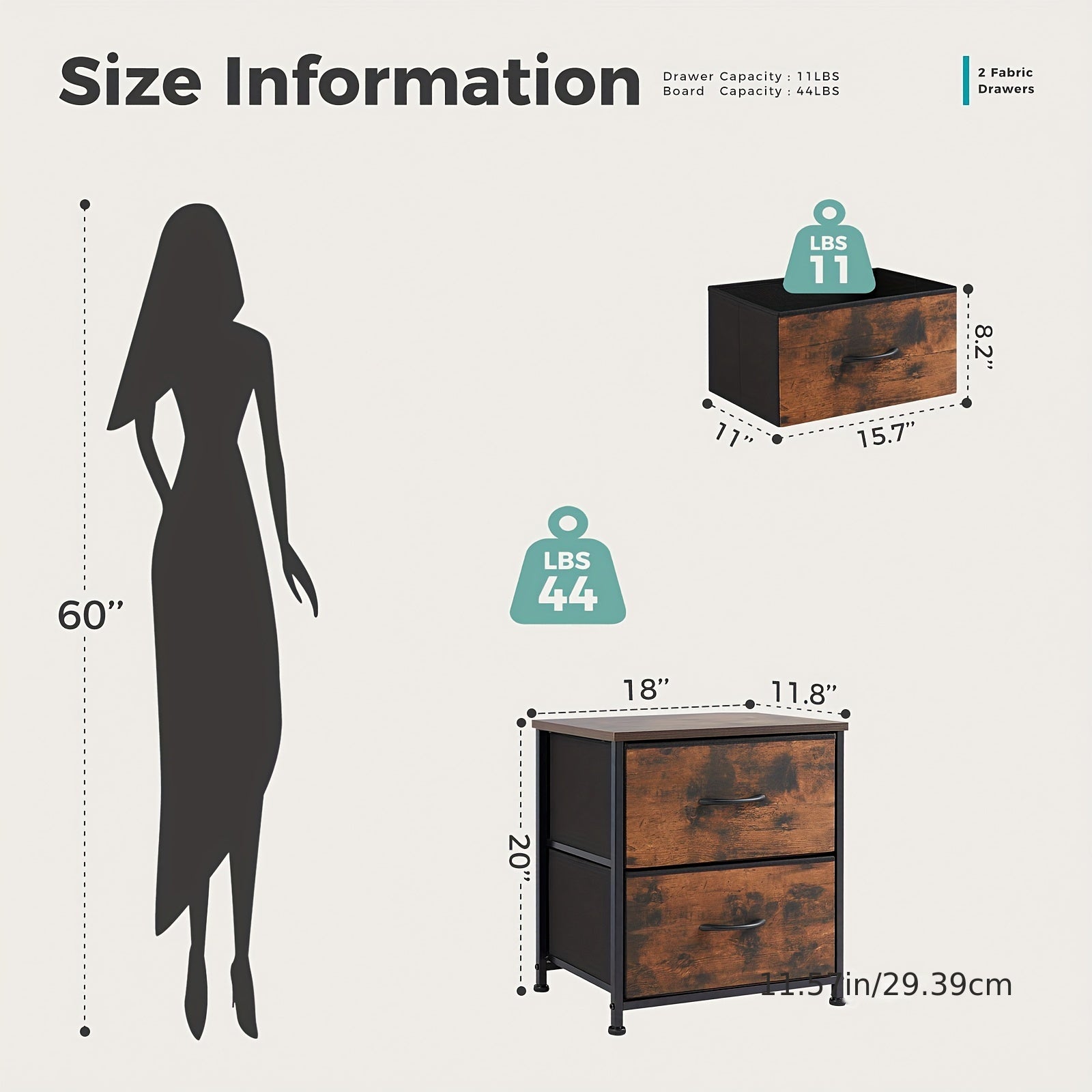 Nightstand Set Of 2, Dresser For Bedroom With 2 Drawer, Small Dresser Beside Tables