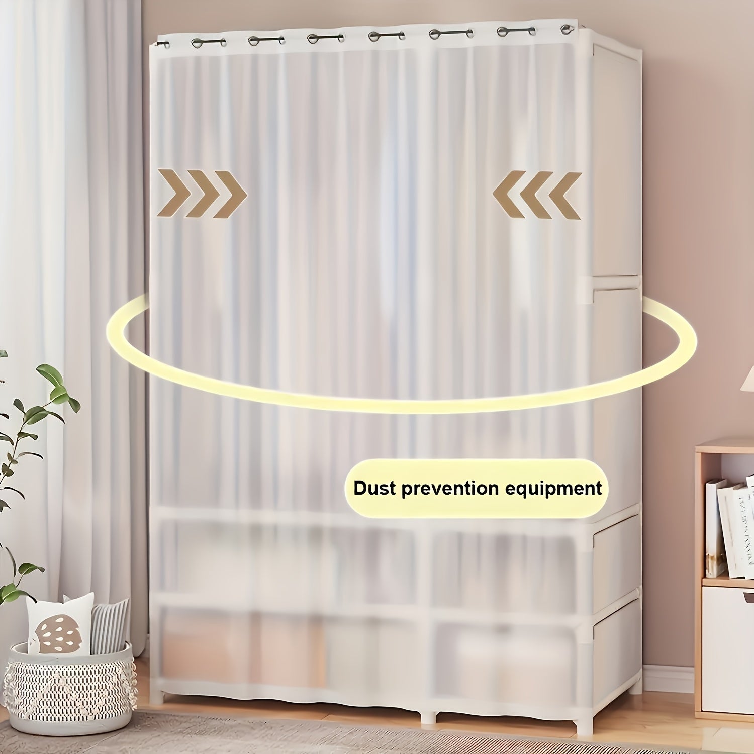 Bedroom Wardrobe, High Quality Foldable And Detachable Metal Wardrobe with Anti-Oxidation And Anti-Rust CoatingSuitable for Bedroom Storage, Bedroom Organization, Wardrobe Storage And Organization, Portable Wardrobe Closet