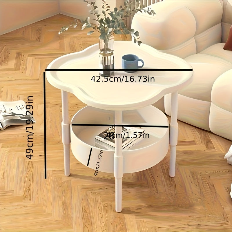 2-Tier Modern White Nightstand with Storage Rack - Space-Saving Design