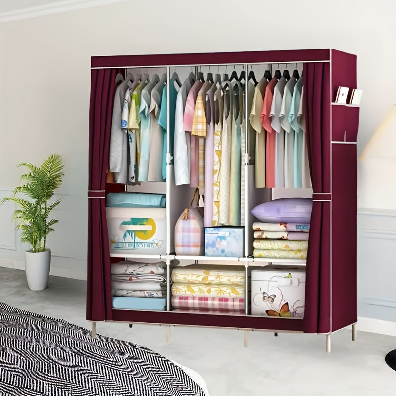 Modern Metal Wardrobe Closet with Transparent Doors & Shelves - Easy Assembly, Dustproof Storage Organizer for Bedroom, Dorm, Entryway, Living Room - 3.2+ Cubic Feet Capacity, 27\