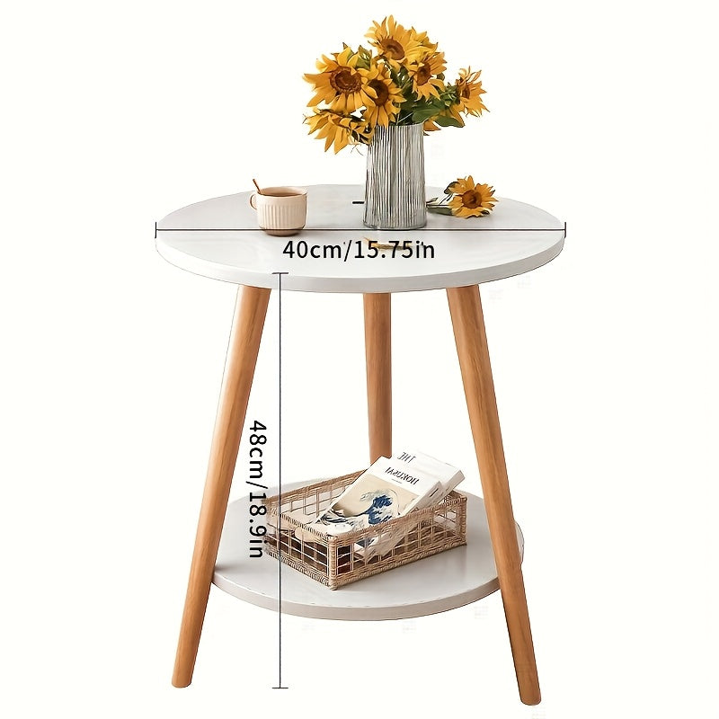 Minimalist White Side Table Minimalist Two-Tier Round Side Table
