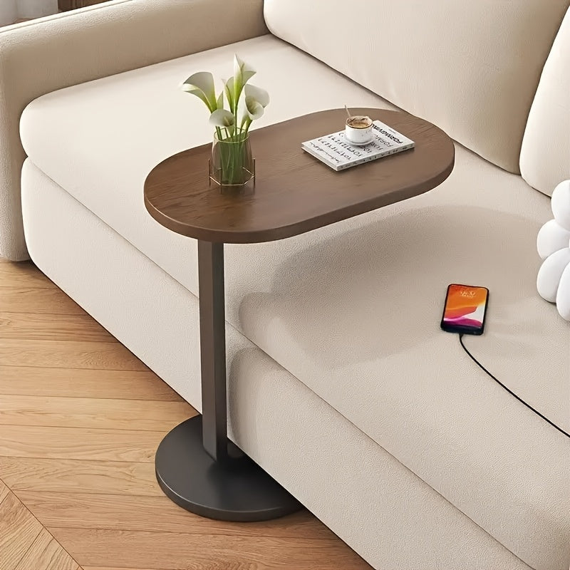 Office Tables Computer Workstations Modern Oval Accent Table with Wooden Top & Metal Base- Multi-Functional Side Table for Living Room Sofa