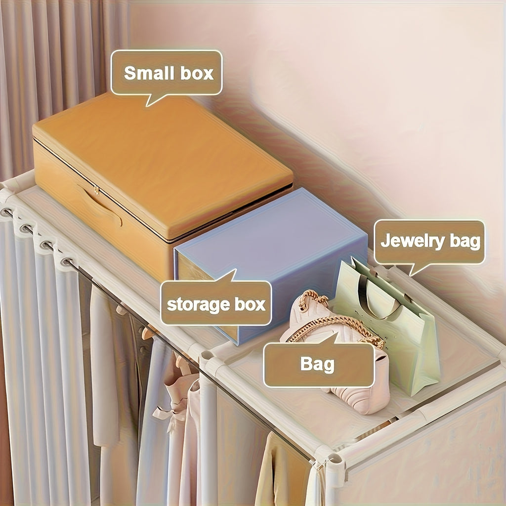 Bedroom Wardrobe, High Quality Foldable And Detachable Metal Wardrobe with Anti-Oxidation And Anti-Rust CoatingSuitable for Bedroom Storage, Bedroom Organization, Wardrobe Storage And Organization, Portable Wardrobe Closet