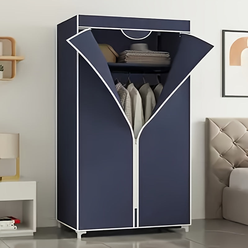 1pc Easy Assembly Freestanding Wardrobe with Hanging Rails - Durable Non-Woven Fabric, Metal Frame, 27\