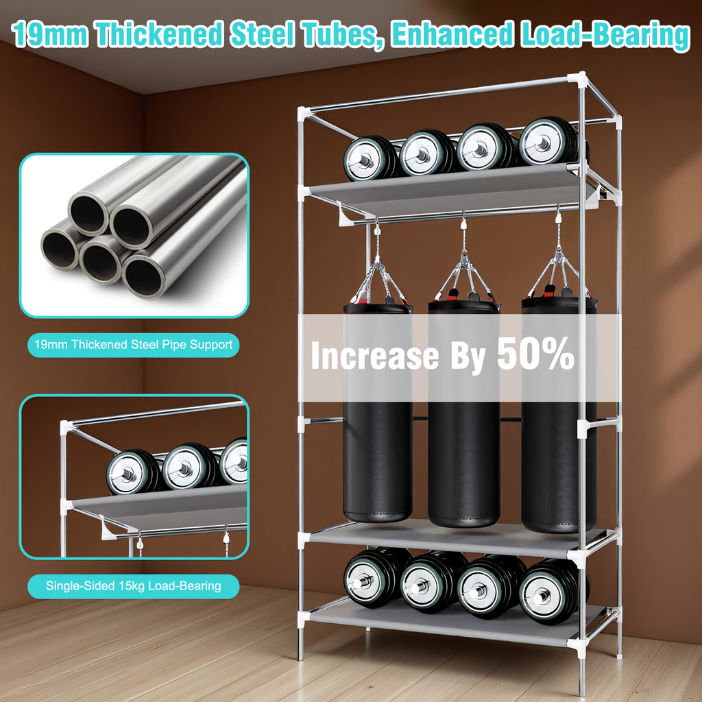 Portable Clothes Closet Rolling Door Wardrobe with Hanging Rack Non-Woven Fabric Storage Organizer with Three Drawer Boxes No-Tool Assembly-35. 4\