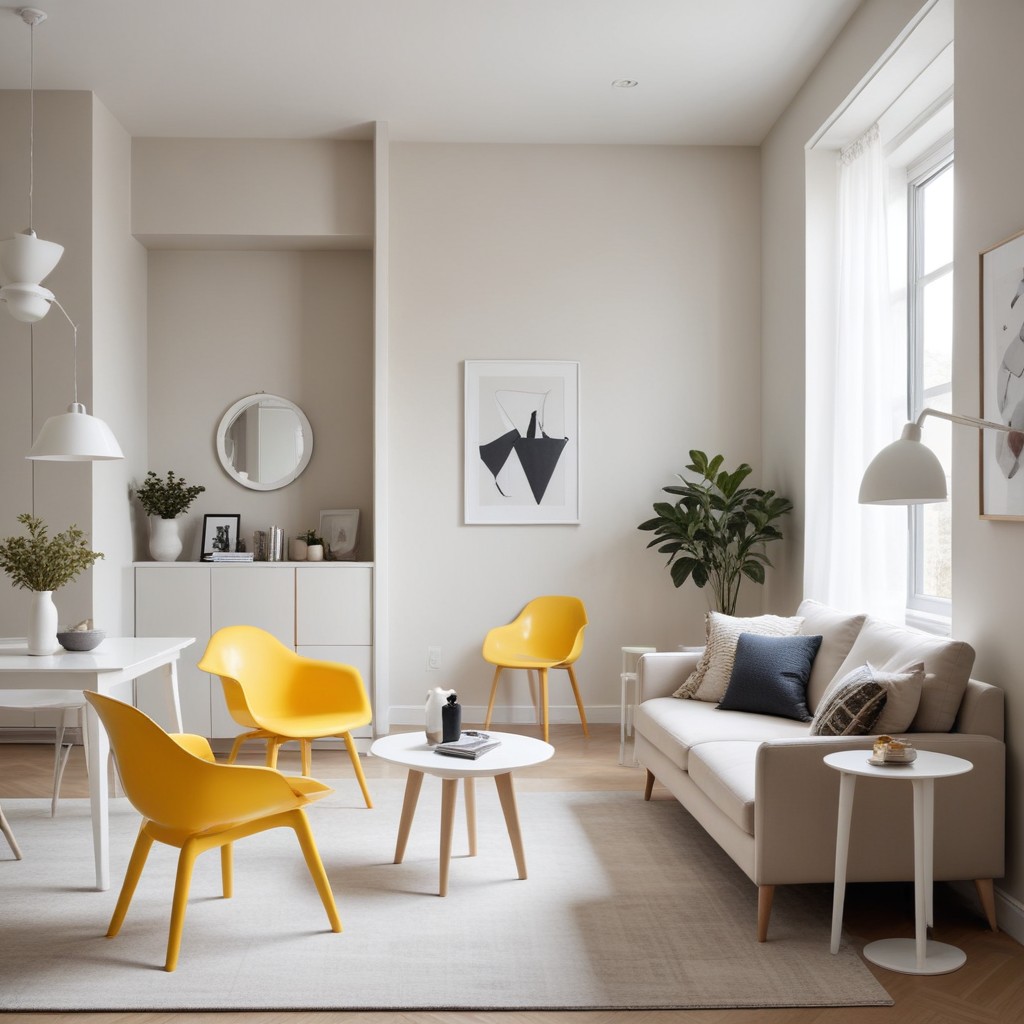 yellow plastic chair in modern home